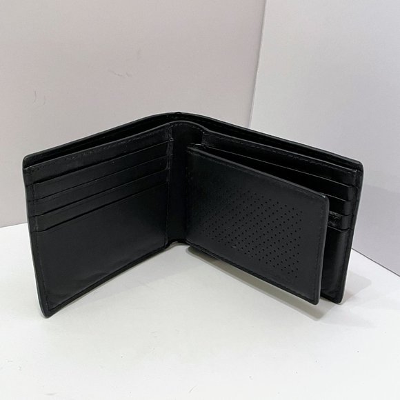 Coach New York Black Perforated Leather Bifold Wallet & Removable Compact Wallet - Picture 5 of 14